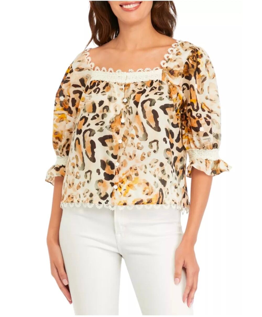 NWT Cupio Leopard 100% Cotton Top XL